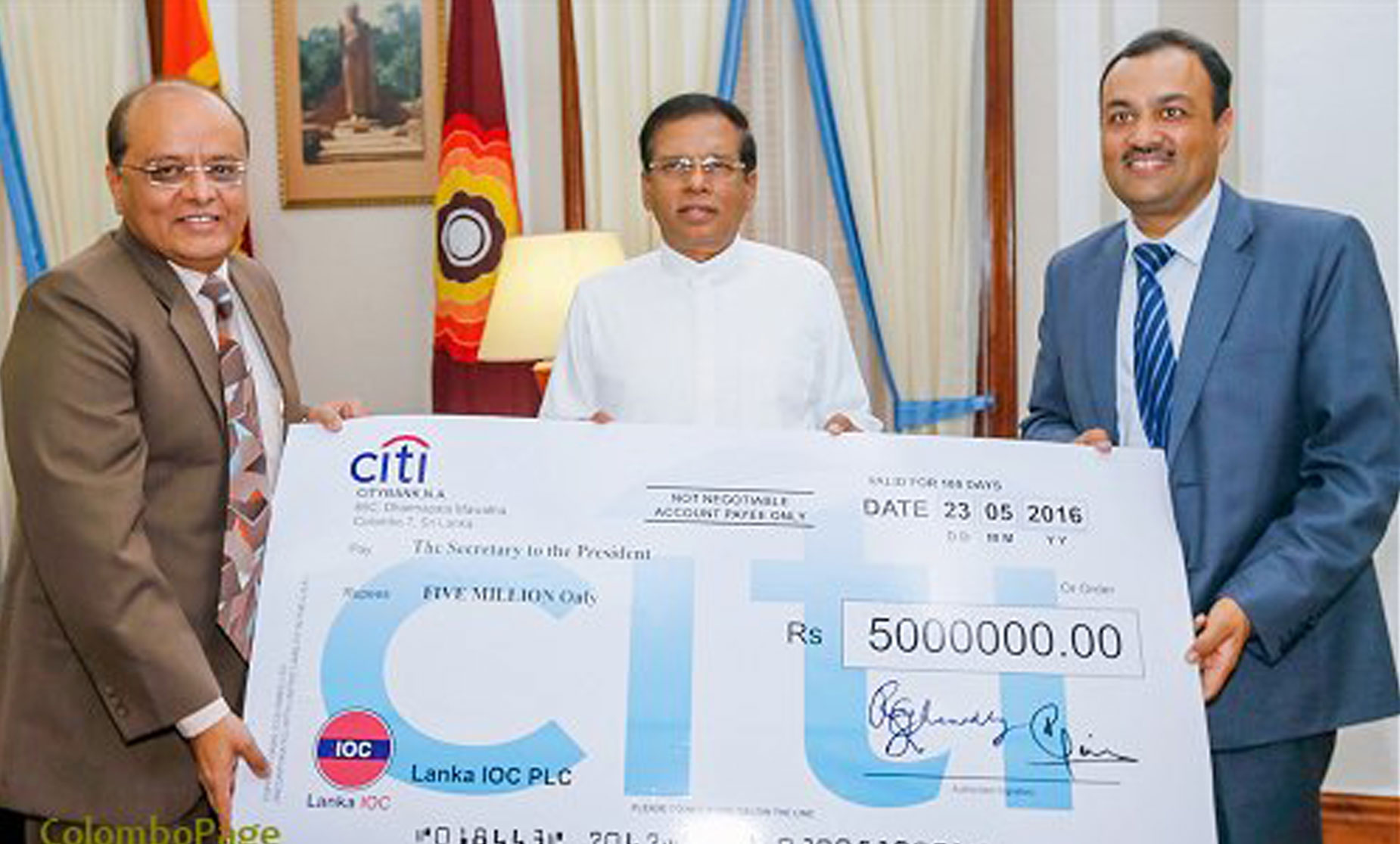 Lanka IOC contributes Rs. 5 m to Disaster Relief Fund